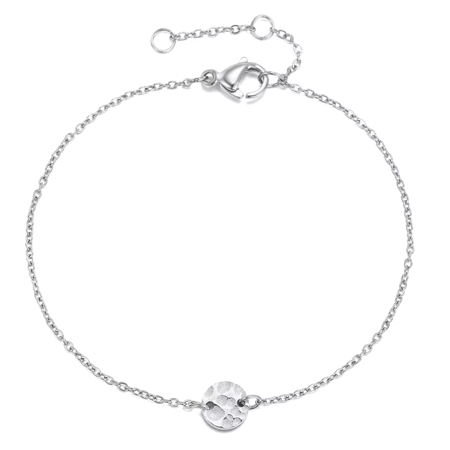 Armband gehämmertes Plättchen Edelstahl - AnoaShop
