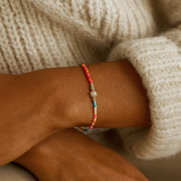 Bunte Steinchen Armband 925 Sterling Silber 14K