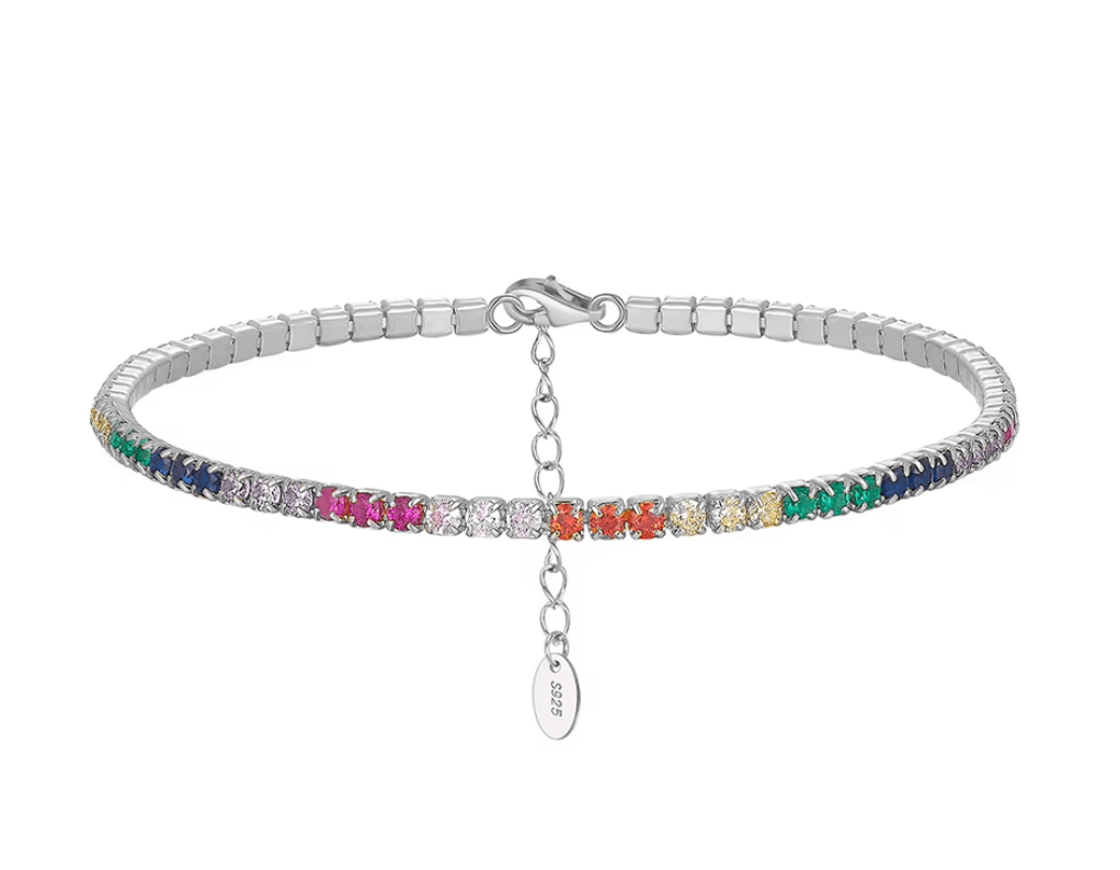 Buntes Tennisarmband 925 Sterling Silber - AnoaShop