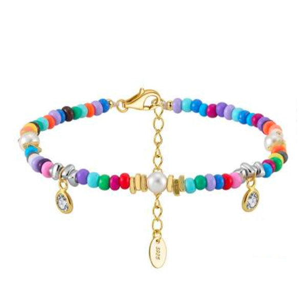 Bunte Steinchen Armband 925 Sterling Silber 14K