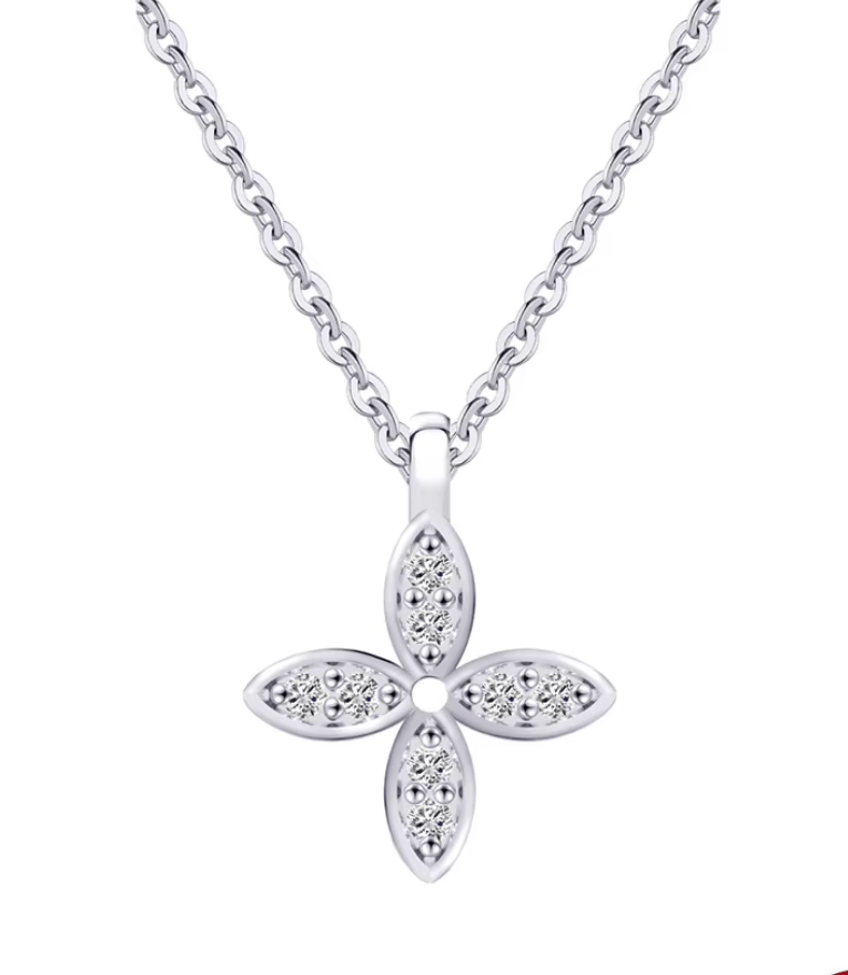 Halskette mit Blumen Anhänger 925 Sterling Silber - AnoaShop