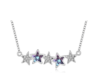 Halskette mit Swarovski Kristall Sterne 925 Sterling Silber - AnoaShop