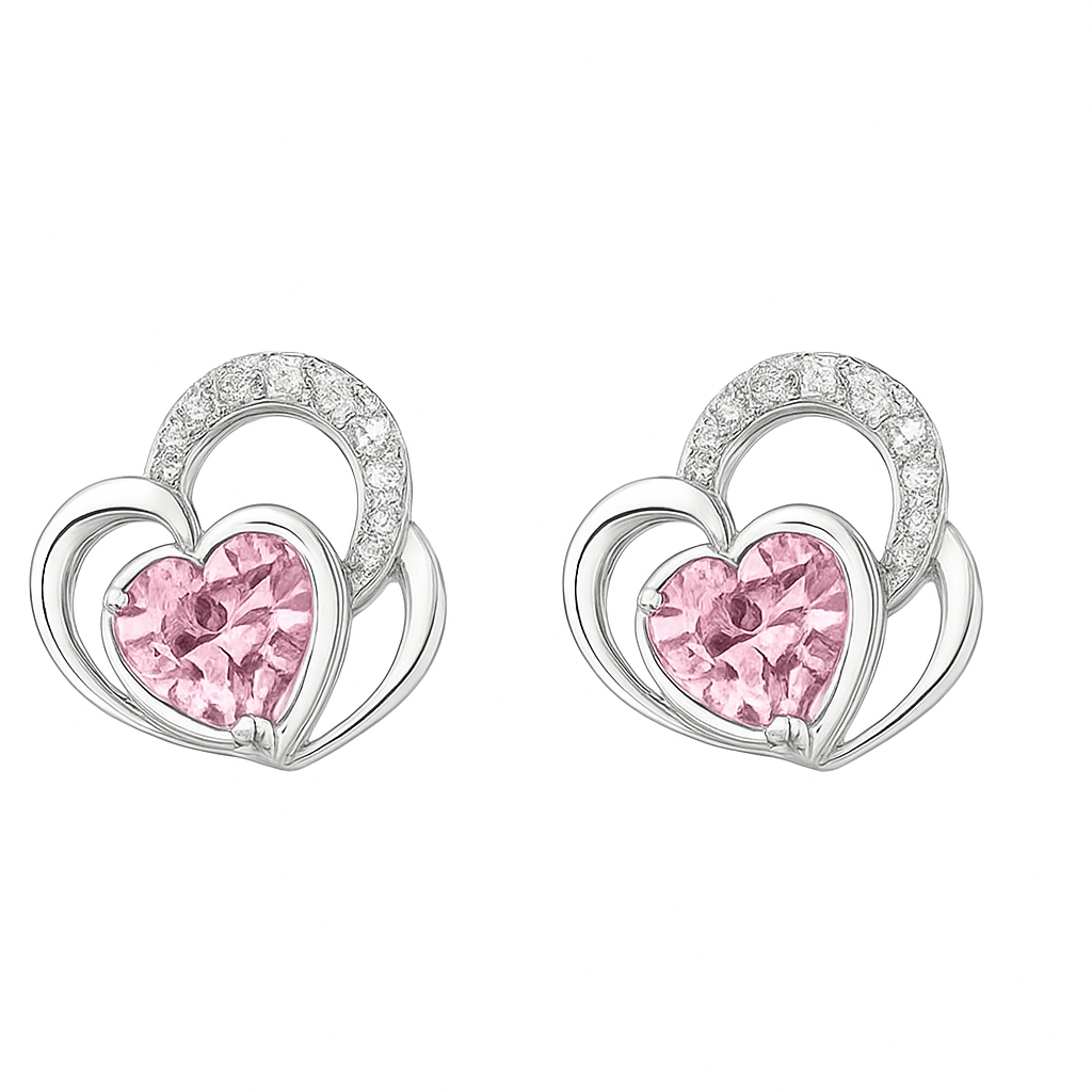 Herz Ohrstecker mit Swarovski Kristallen 925 Sterling Silber - AnoaShop