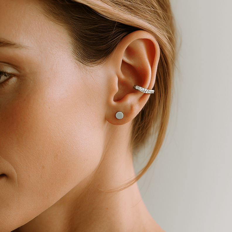 Small circle stud earrings stainless steel - AnoaShop