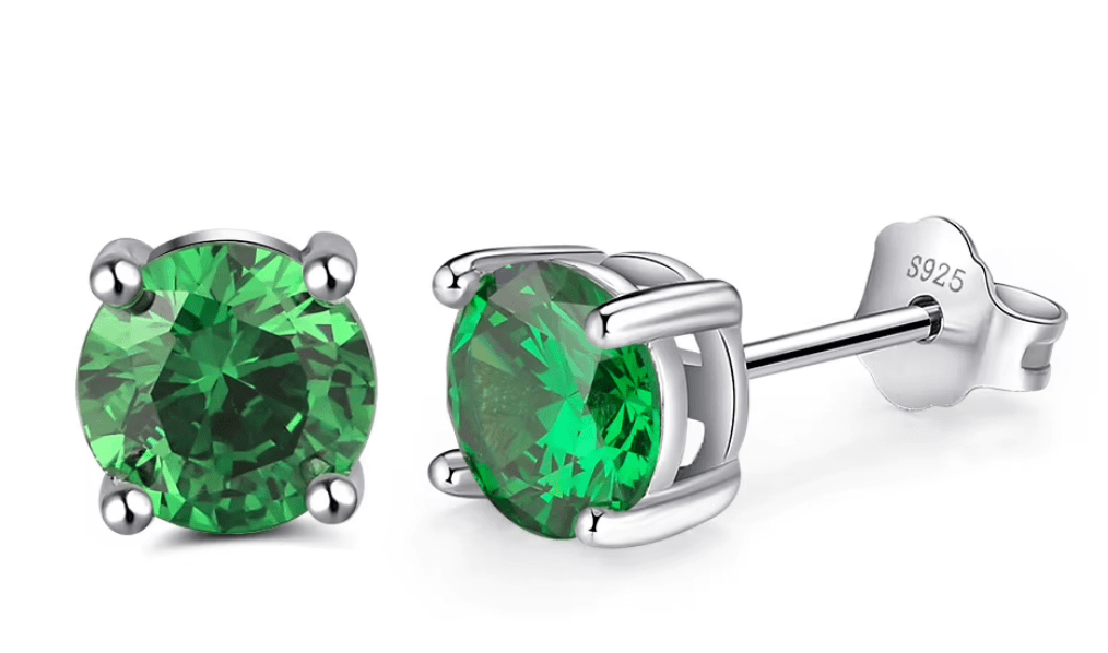 Ohrstecker mit grünem Zirkonia Stein 925 Sterling Silber - AnoaShop