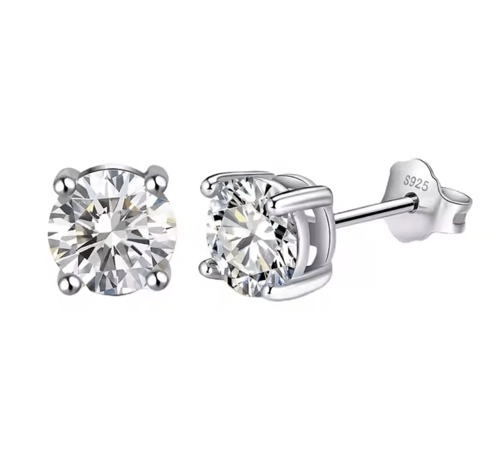 Ohrstecker mit rundem Zirkonia Stein 925 Sterling Silber - AnoaShop