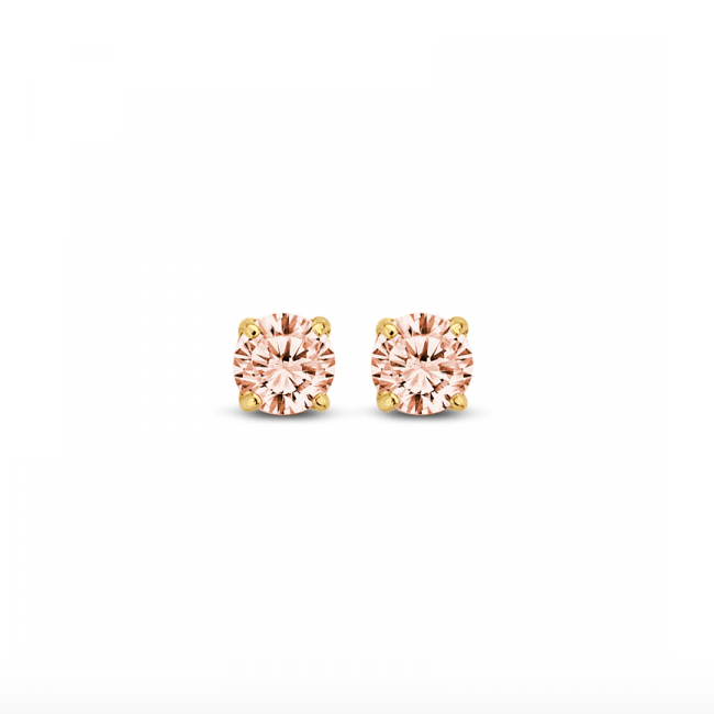 Stud earrings zirconia champagne 3mm 585 gold - AnoaShop