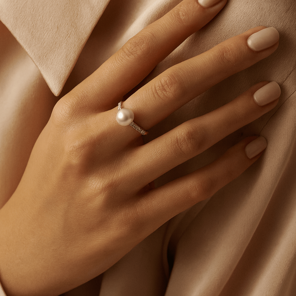 Ring Süßwasserperle und Zirkonia 333 Gold - AnoaShop