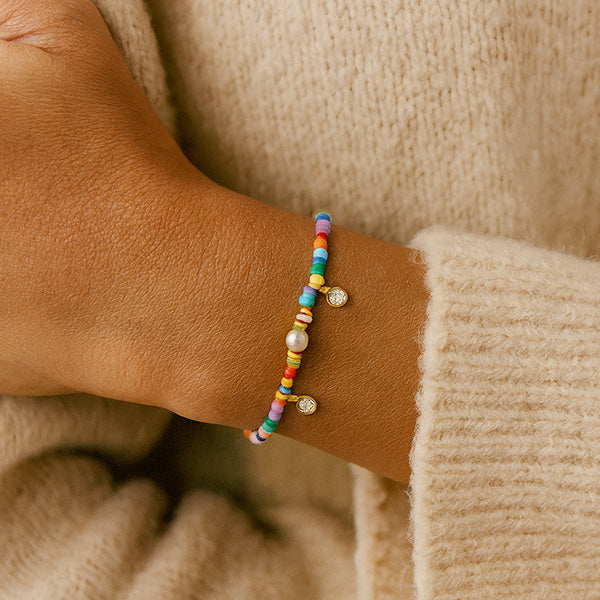 Bunte Steinchen Armband 925 Sterling Silber 14K