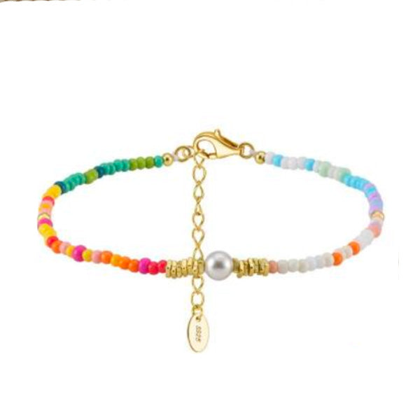 Bunte Steinchen Armband 925 Sterling Silber 14K