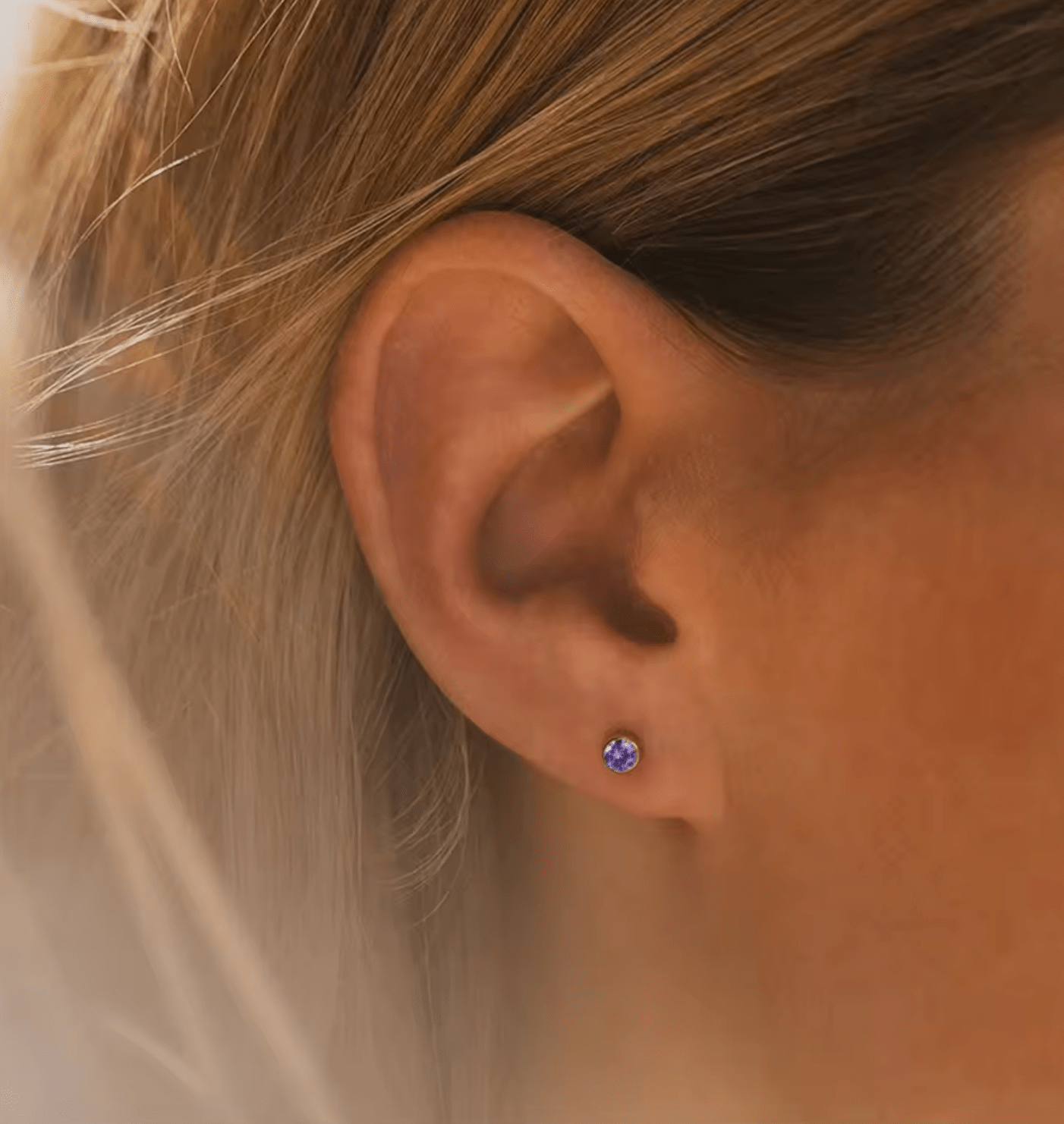 Waterproof birthstone earring - Gold Silver - stainless steel - AnoaShop