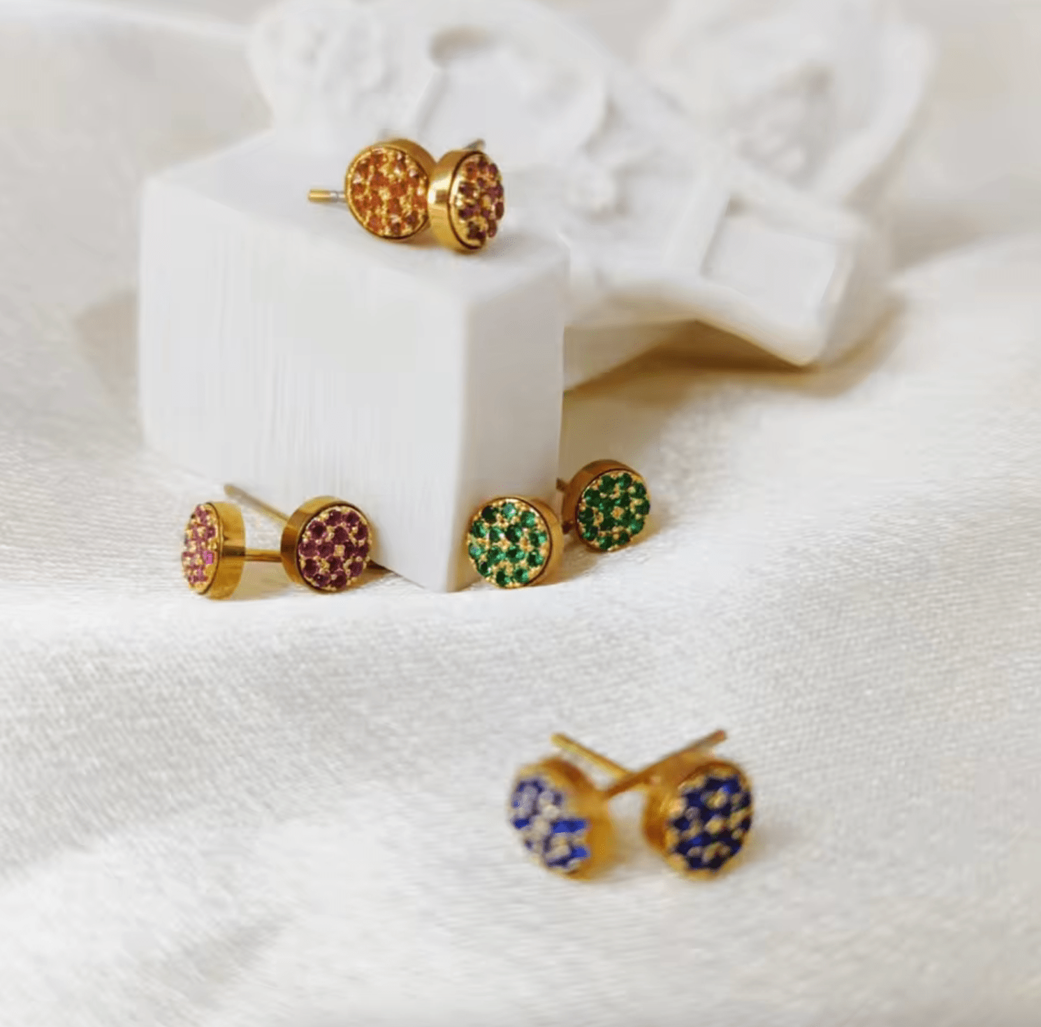 Waterproof birthstone earring • Gold Silver • stainless steel - AnoaShop