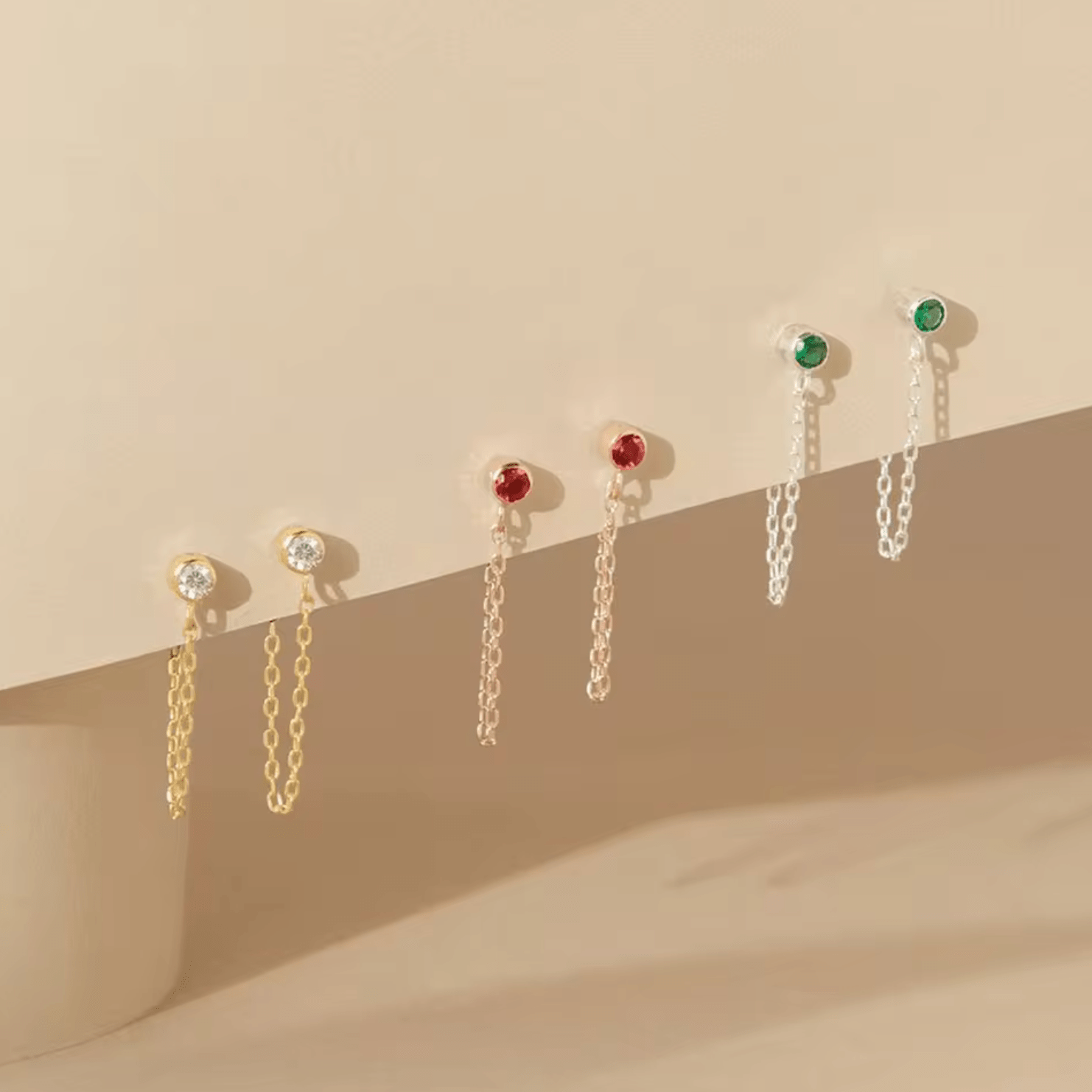 Waterproof birthstone earstud • Gold Silver • stainless steel - AnoaShop