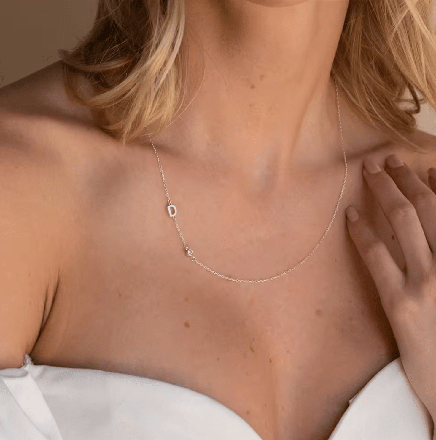 WATERPROOF BIRTHSTONE LETTER NECKLACE • GOLD SILVER CHAIN • STAINLESS STEEL - AnoaShop