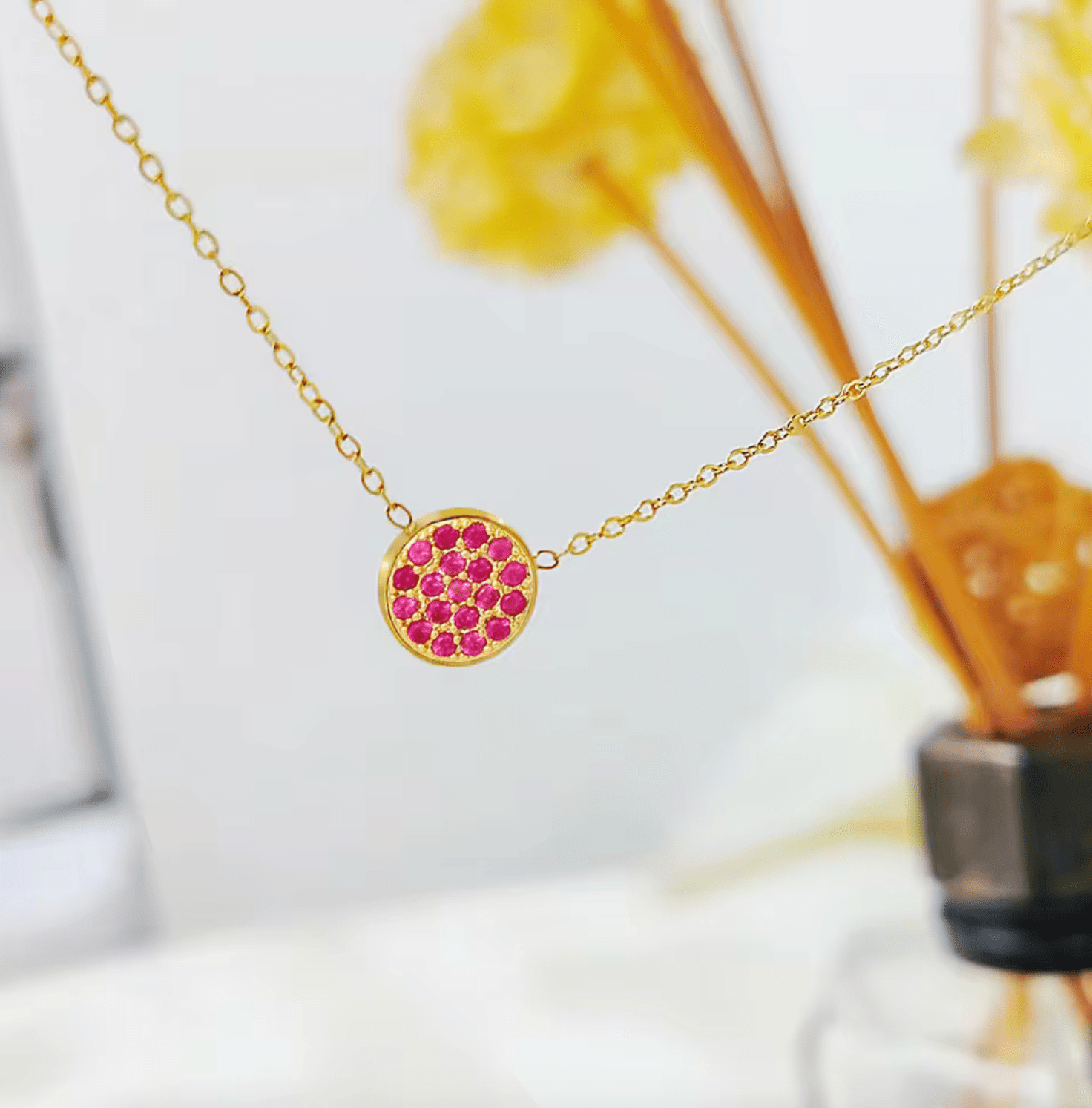 Waterproof birthstone necklace • Gold chain • stainless steel - AnoaShop