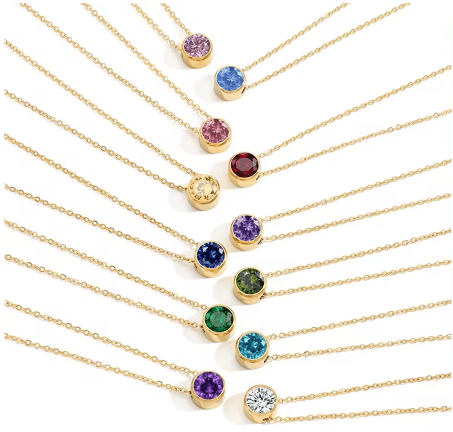 Waterproof birthstone necklace • Gold chain • stainless steel - AnoaShop