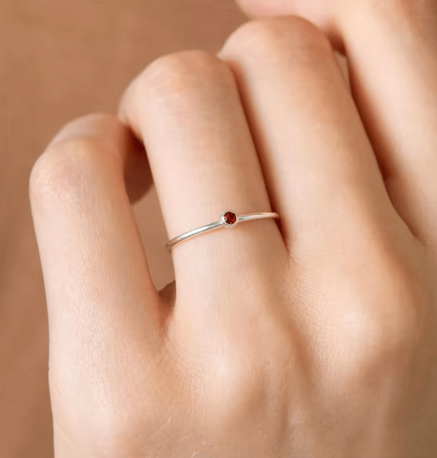 Waterproof birthstone ring • Gold Silver • stainless steel - AnoaShop