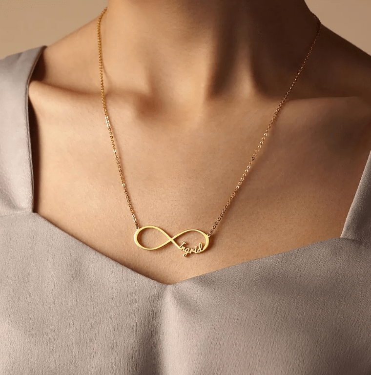 WATERPROOF INFINITE PERSONALIZED NECKLACE • GOLD SILVER CHAIN • STAINLESS STEEL - AnoaShop