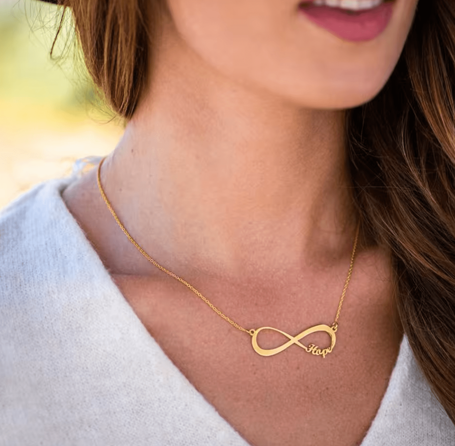 WATERPROOF INFINITE PERSONALIZED NECKLACE • GOLD SILVER CHAIN • STAINLESS STEEL - AnoaShop