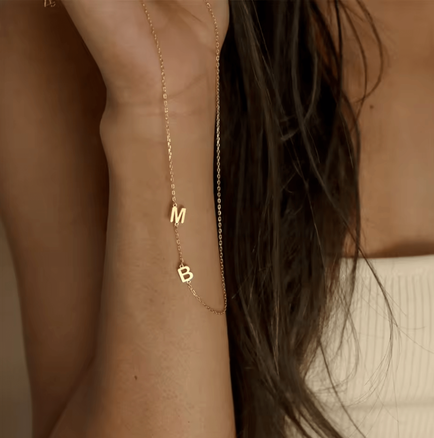 WATERPROOF LETTER NECKLACE • GOLD CHAIN • STAINLESS STEEL - AnoaShop