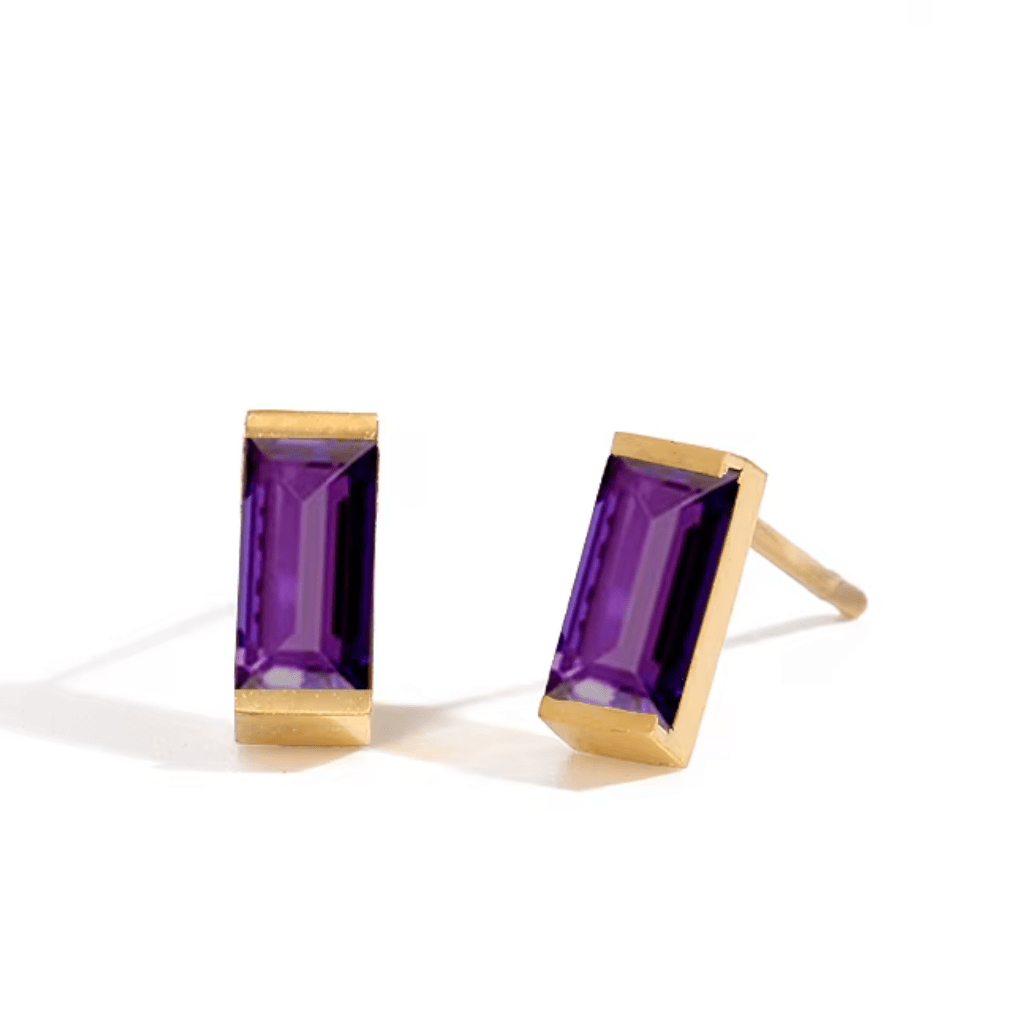 Zirconia stones stud earrings gold stainless steel - AnoaShop