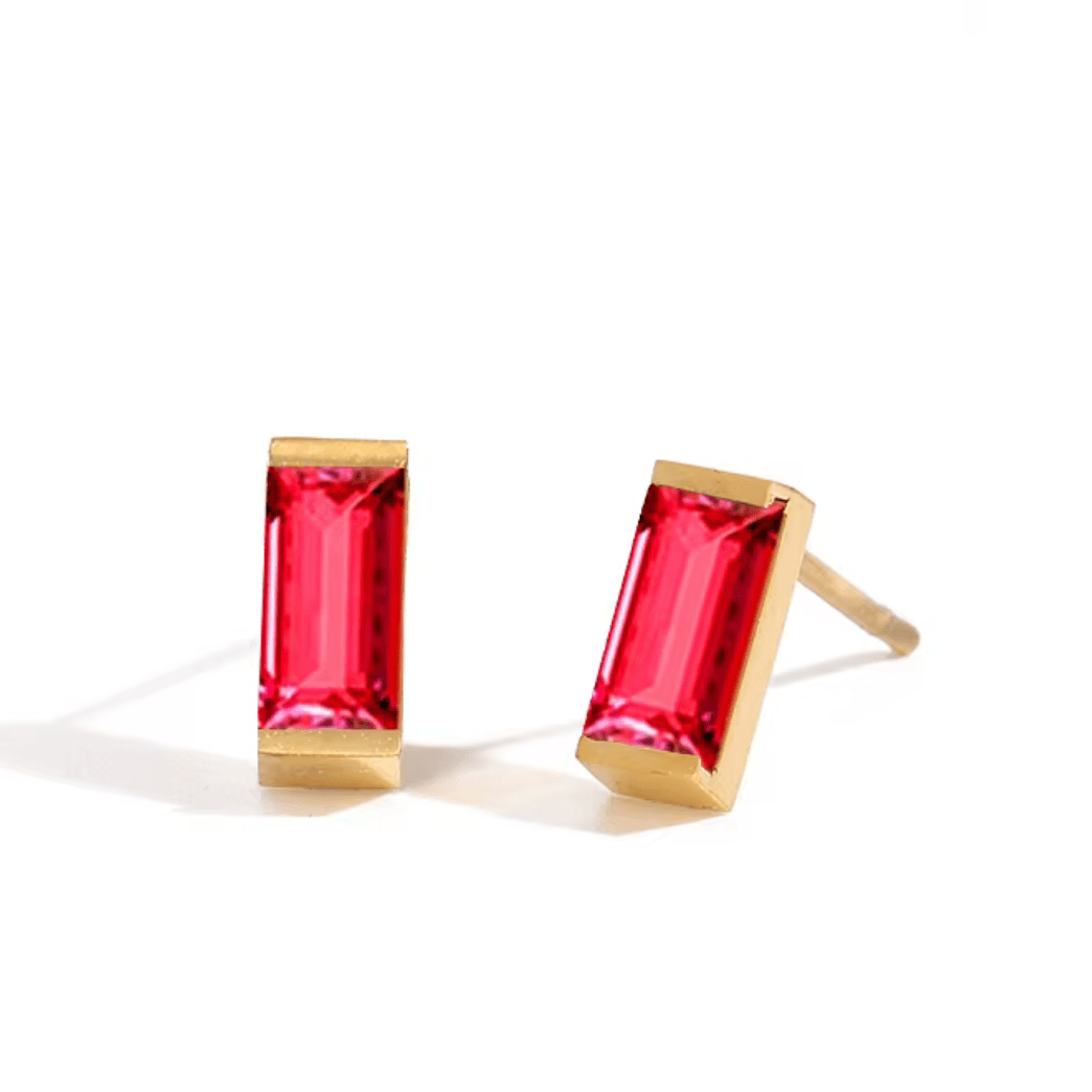 Zirconia stones stud earrings gold stainless steel - AnoaShop