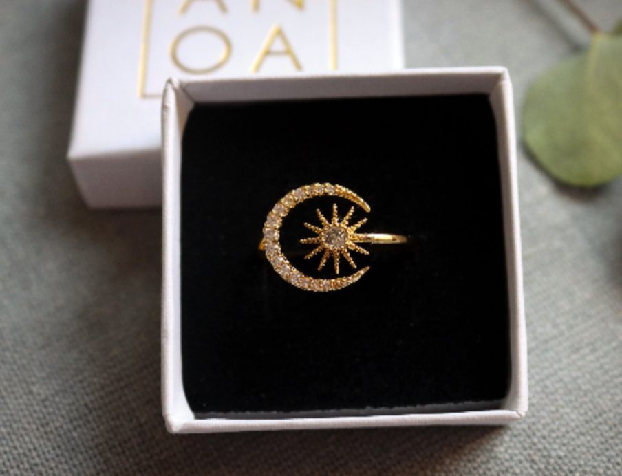Sun and Moon ring • Gold ring • Dainty Ring • Minimalist Ring