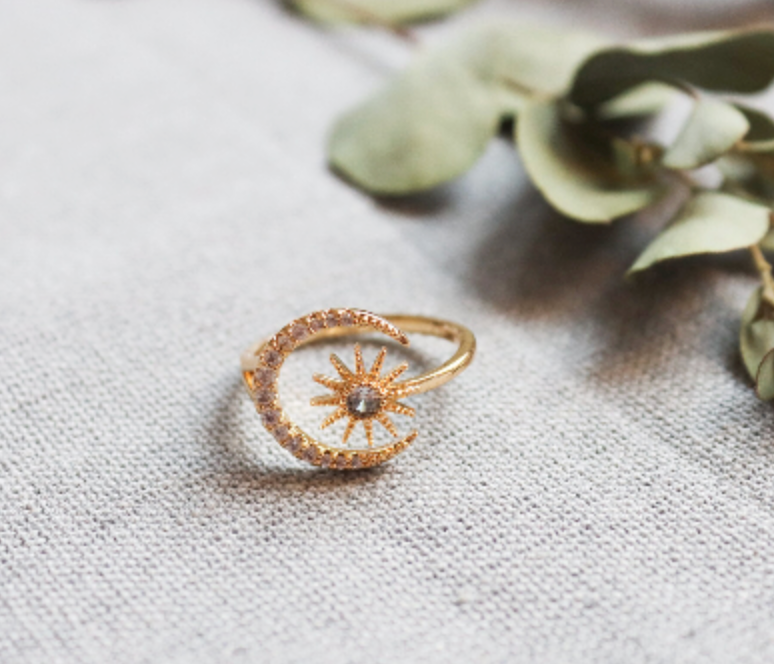 Sun and Moon ring • Gold ring • Dainty Ring • Minimalist Ring