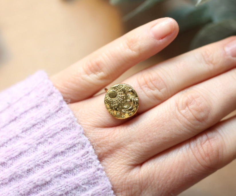 Sun and Moon ring • Gold ring • Dainty Ring • Minimalist Ring • Boho Universal Ring • Universum Ring