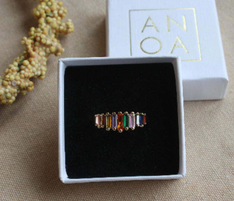 Little Stones Ring • Cute Ring • Minimalist Ring • Rainbow Gold Ring