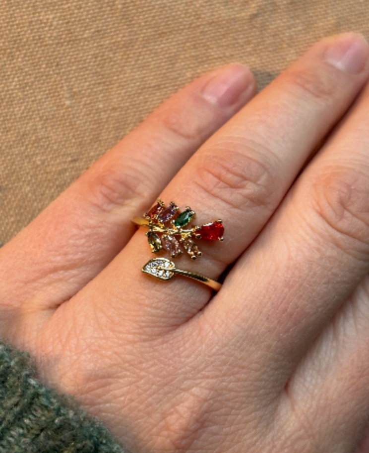Waterproof Little Stones Ring • Cute Ring • Minimalist Ring • Rainbow Gold Ring