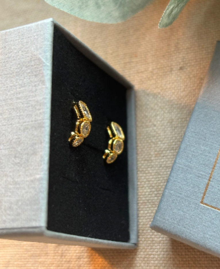 Waterproof Bestseller Little Stones Hoop• Cute Earring • Minimalist Hoop • Gold Hoop