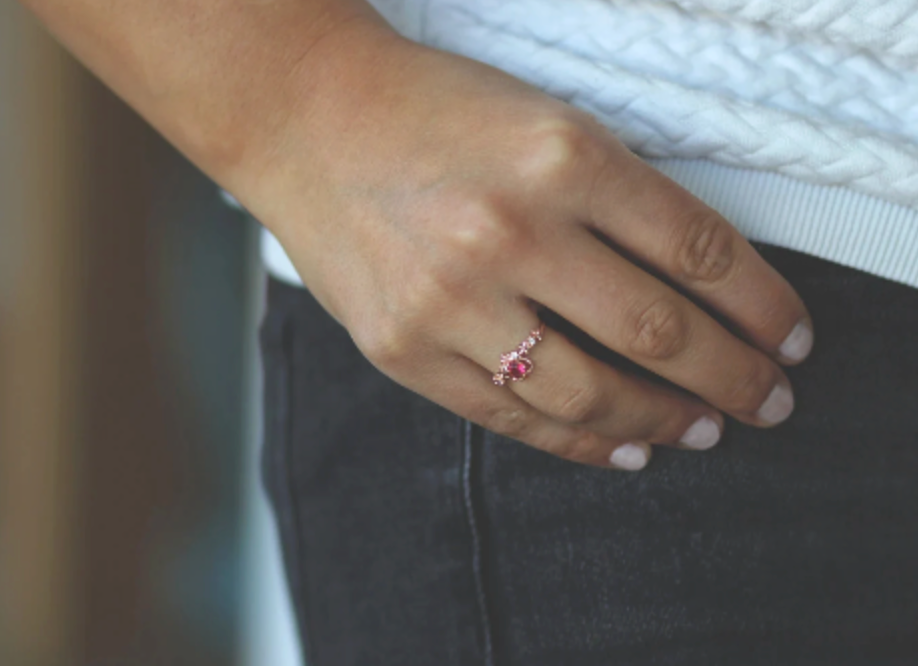 Heart Ring • Red Heart Ring • Ring in Rose Gold