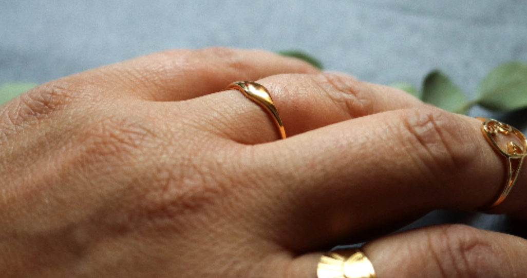 Minimalist Gold Ring • Wave Gold Ring • Dainty Ring • Wave Jewelry • Cute Wave Ring