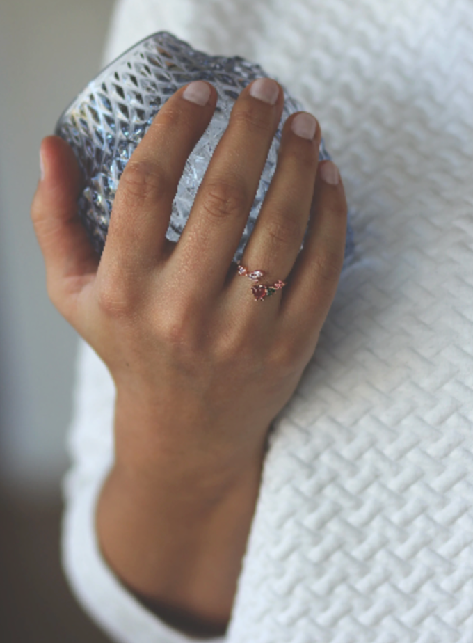 Heart Ring • Red Heart Ring • Ring in rose gold