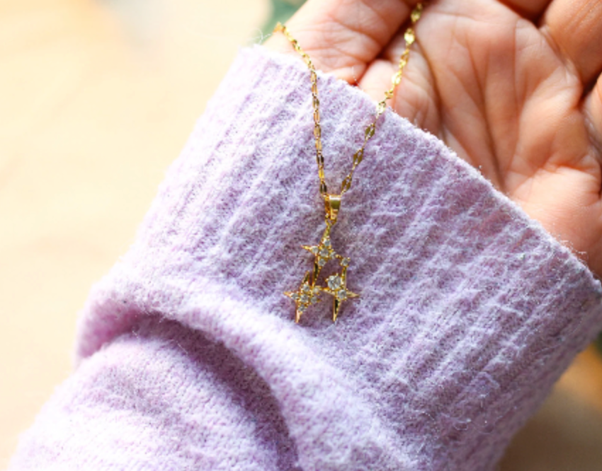 Waterproof Stars Necklace gold • Star Necklace • Dainty Gold Chain