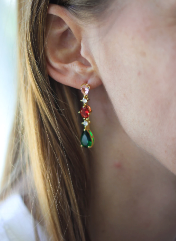 Waterproof Little Stones Earring • Cute Earring • Minimalist Jewelry • Three Color Gold Zircon