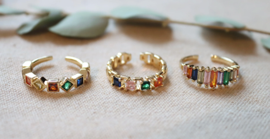 Waterproof Little Stones Ring • Cute Ring • Minimalist Ring • Rainbow Gold Ring • Perfect Gift for her • Dainty Gold Ring
