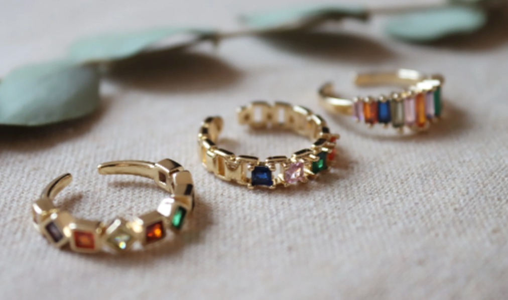 Waterproof Little Stones Ring • Cute Ring • Minimalist Ring • Rainbow Gold Ring • Perfect Gift for her • Dainty Gold Ring