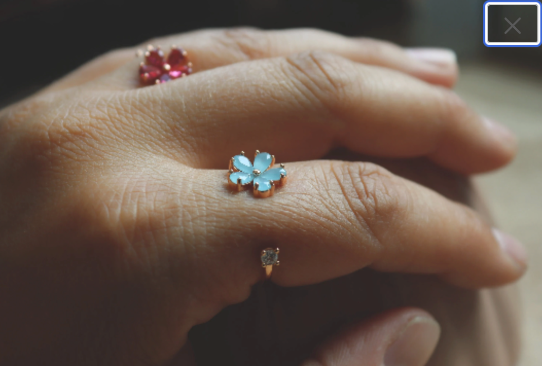 Cute Floral Ring • Blue Flower Ring • Minimalist Ring • Ring in Rose Gold • Perfect Gift for her • Dainty Ring • Adjustable Flower Ring