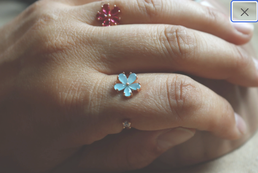 Cute Floral Ring • Blue Flower Ring • Minimalist Ring • Ring in Rosegold • Perfect Gift for her • Dainty Ring • Adjustable Flower Ring