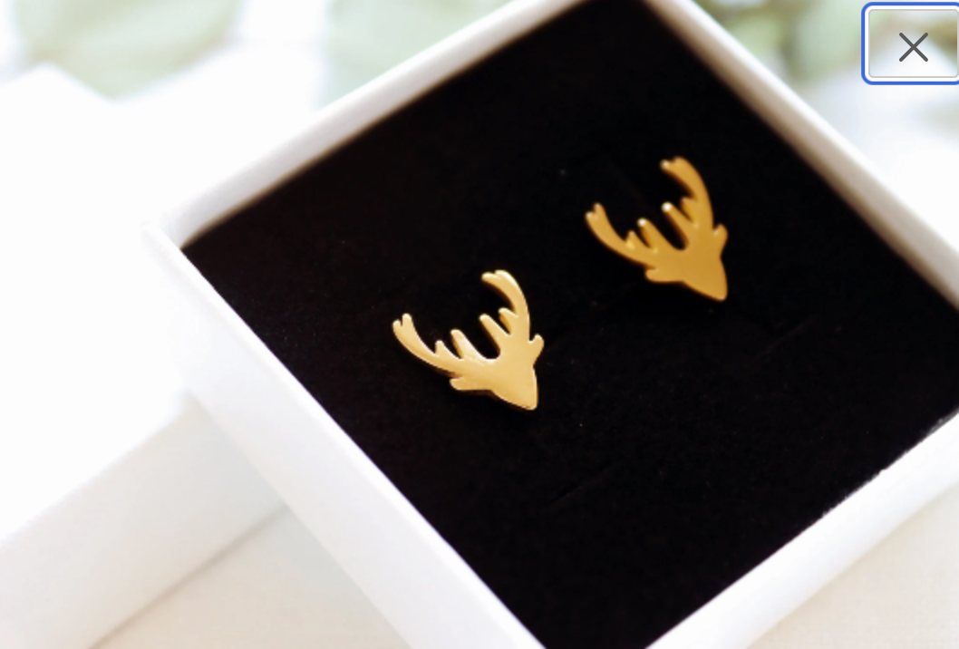 Little Christmas Earring • Pair of antler Earring • Sparkle antler Earring • Gift for her • Dainty Winter Gold Earring