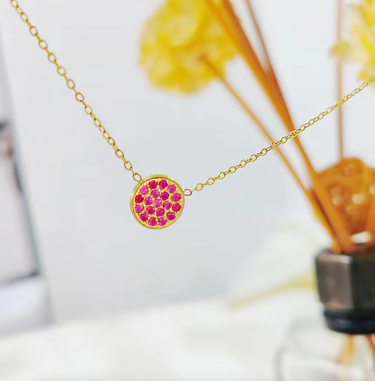 Waterproof birthstone necklace • Gold chain • stainless steel