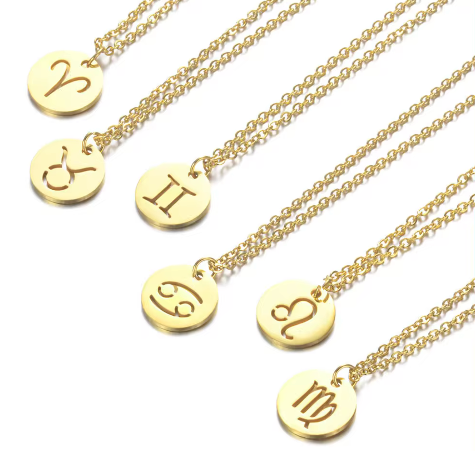 Waterproof Zodiac necklace • Gold Silver chain • stainless steel
