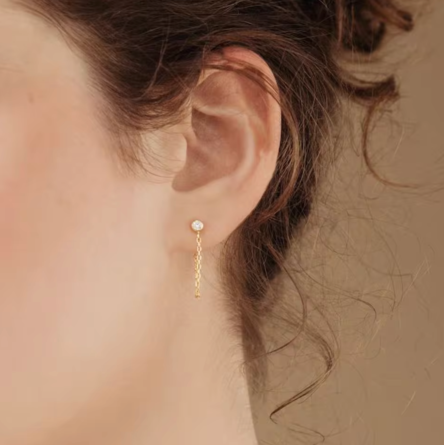 Waterproof birthstone earstud • Gold Silver • stainless steel