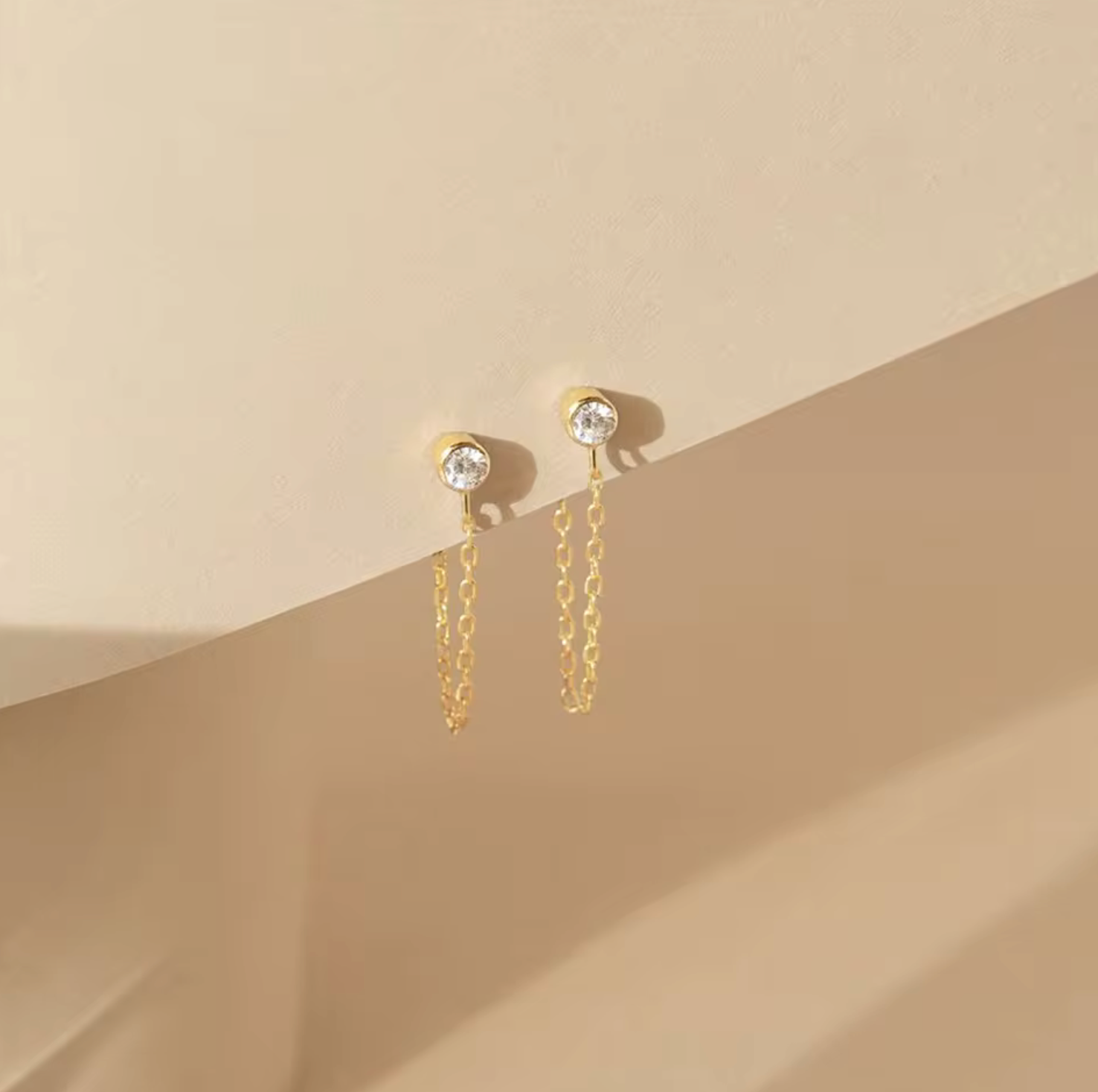 Waterproof birthstone earstud • Gold Silver • stainless steel