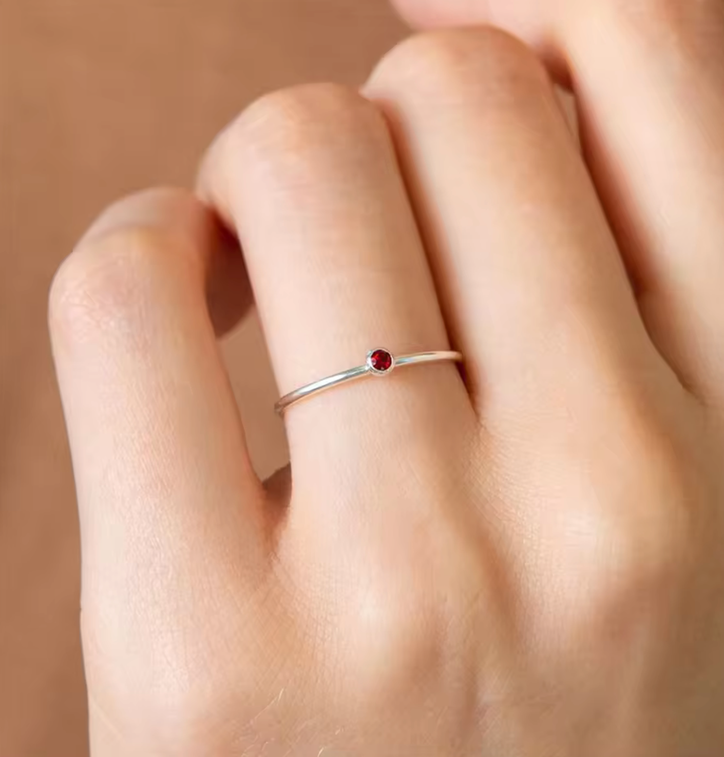 Waterproof birthstone ring • Gold Silver • stainless steel
