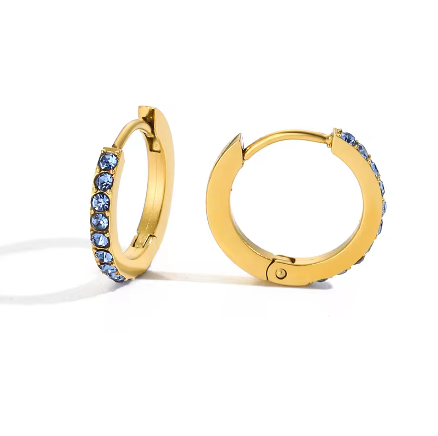 Waterproof birthstone hoop earring • Gold Silver • stainless steel