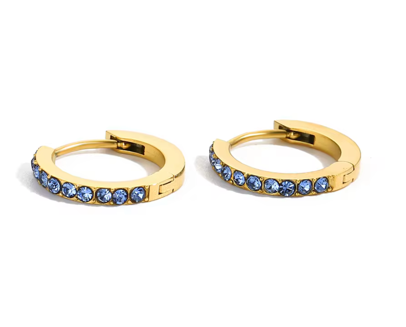 Waterproof birthstone hoop earring • Gold Silver • stainless steel