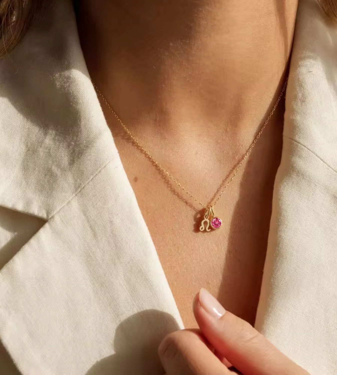 Waterproof Zodiac birthstone necklace • Gold Silver chain • stainless steel